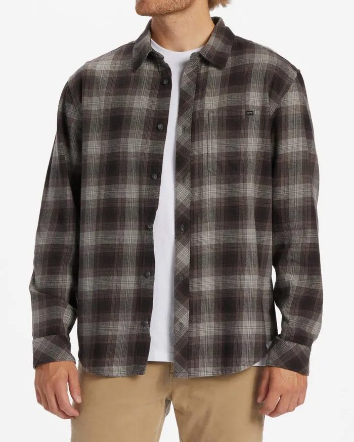 Billabong Coastline Flannel Long Sleeve Shirt Raven Mens Shirts