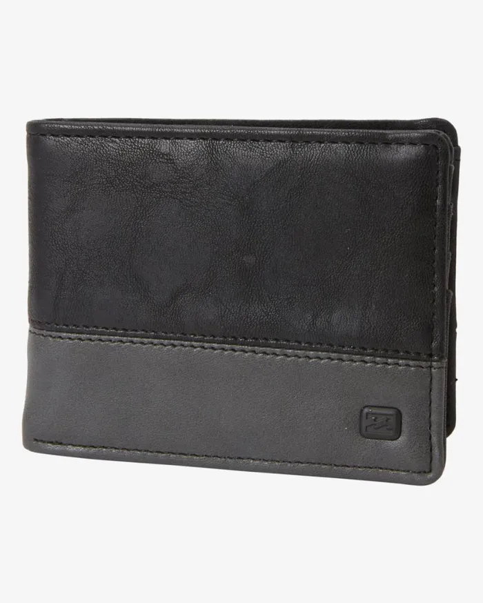 Billabong Dimension Faux Leather BiFold Wallet Black Charcoal Mens Wallets