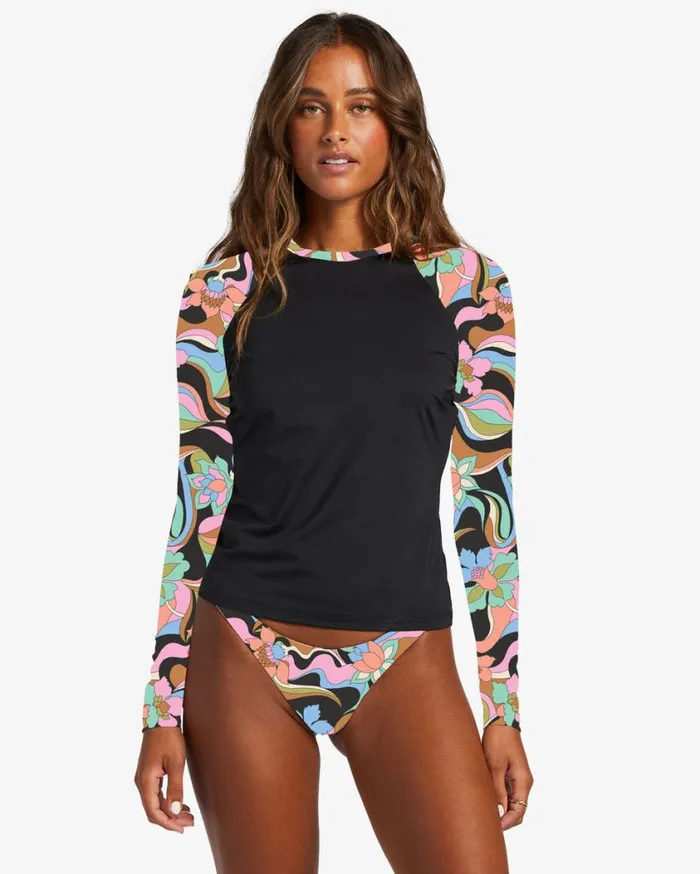 Billabong Dont Trip Long Sleeve Upf 50 Rashguard Black Pebble Womens Rashguards and Bodysuits Billabong Dont Trip Long Sleeve Upf 50 Rashguard Black Pebble Womens Rashguards and Bodysuits