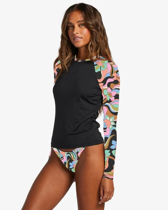 Billabong Dont Trip Long Sleeve Upf 50 Rashguard Black Pebble Womens Rashguards and Bodysuits Billabong Dont Trip Long Sleeve Upf 50 Rashguard Black Pebble Womens Rashguards and Bodysuits