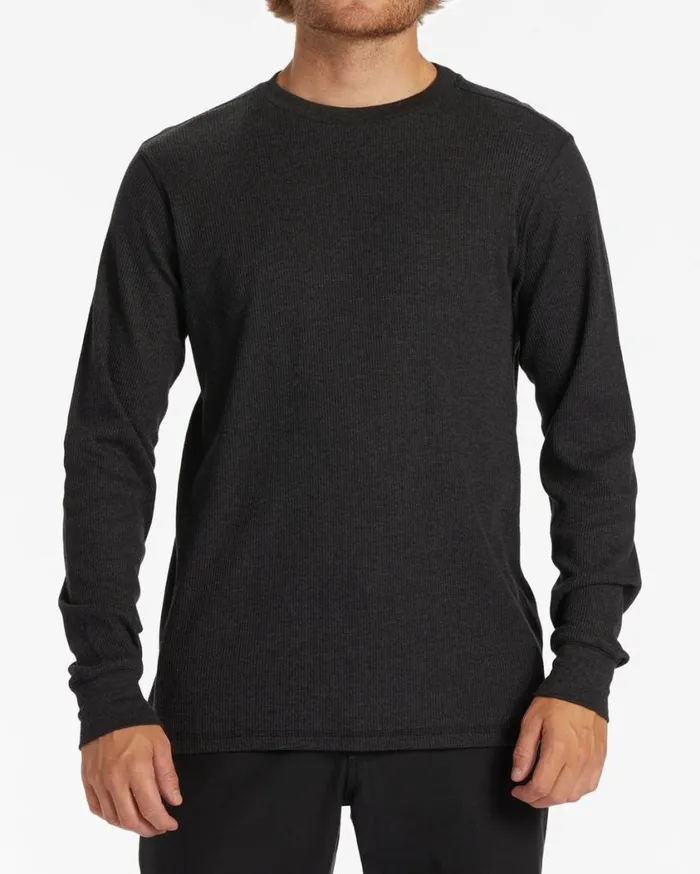 Billabong Essential Long Sleeve Thermal Top Black Heather Mens Knits