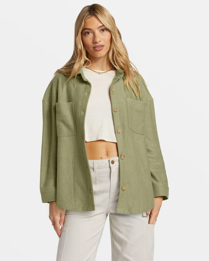 Billabong Everytime Oversized Shacket Avocado Womens Jackets