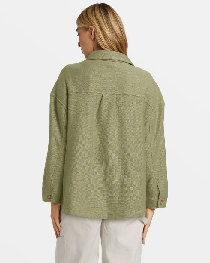 Billabong Everytime Oversized Shacket Avocado Womens Tops Billabong Everytime Oversized Shacket Avocado Womens Tops