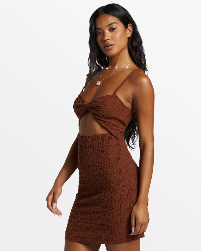 Billabong Flower Hour FrontTwist Bodycon Mini Dress Toasted Coconut Womens Dresses Billabong Flower Hour FrontTwist Bodycon Mini Dress Toasted Coconut Womens Dresses
