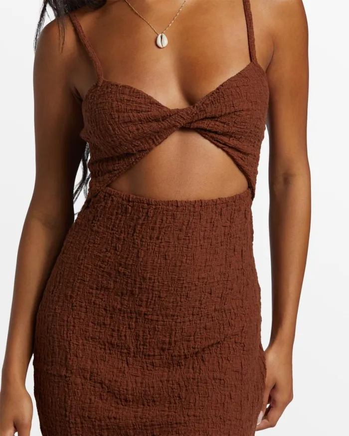Billabong Flower Hour FrontTwist Bodycon Mini Dress Toasted Coconut Womens Dresses Billabong Flower Hour FrontTwist Bodycon Mini Dress Toasted Coconut Womens Dresses