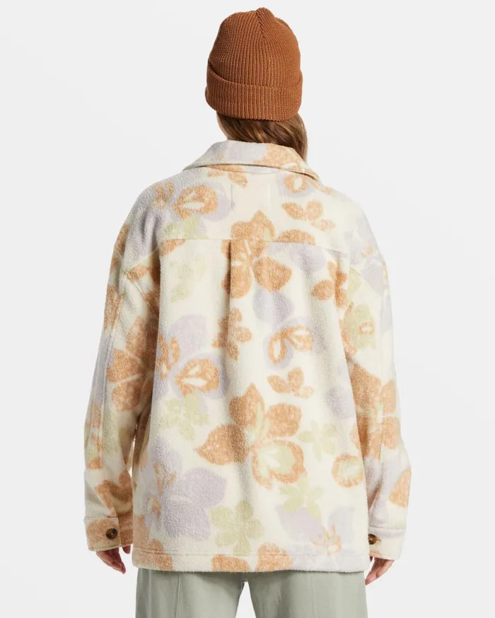 Billabong Happy Camper Shacket Button Sweater Summer Rain Womens Tops