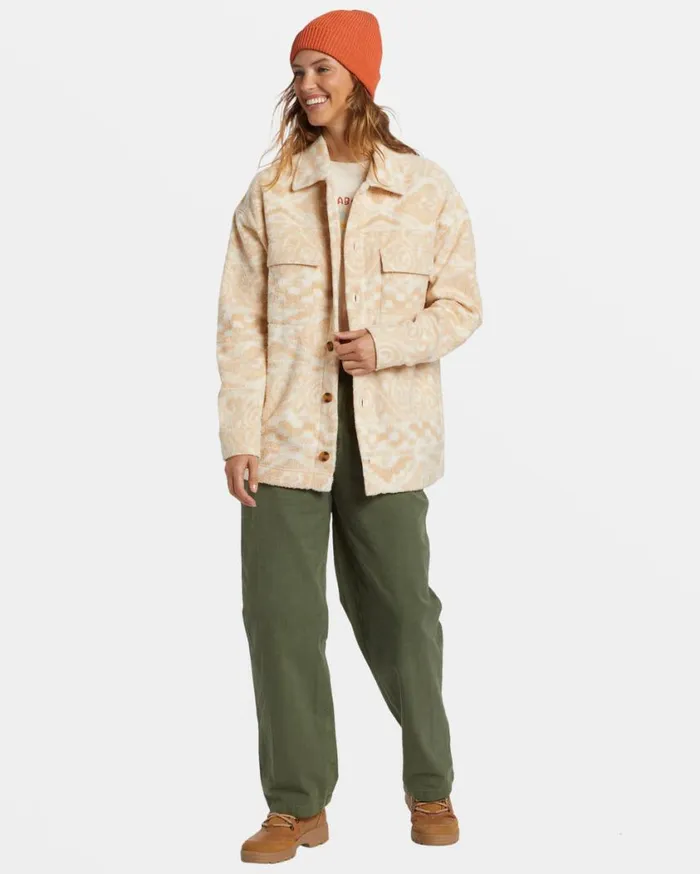 Billabong Happy Camper Shacket Button Sweater Wet Sand Womens Sweatshirts and Fleece Billabong Happy Camper Shacket Button Sweater Wet Sand Womens Sweatshirts and Fleece