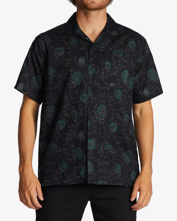 Billabong Hemp Vacay Short Sleeve Shirt Raven Mens Shirts