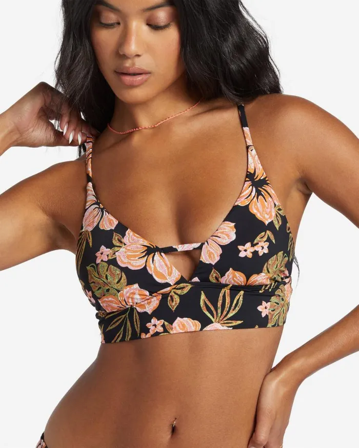 Billabong Hooked On Tropics V Neck Cami Bikini Top Black Pebble Womens Bikinis Billabong Hooked On Tropics V Neck Cami Bikini Top Black Pebble Womens Bikinis