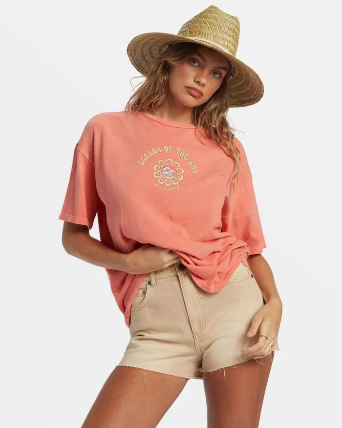 Billabong Its The Season TShirt Papaya Womens Graphic Tees and Tanks