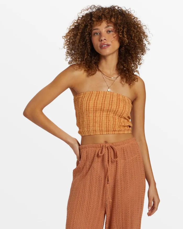 Billabong Keep It Simple Smocked Crop Top Peach Punch Womens Tops Billabong Keep It Simple Smocked Crop Top Peach Punch Womens Tops