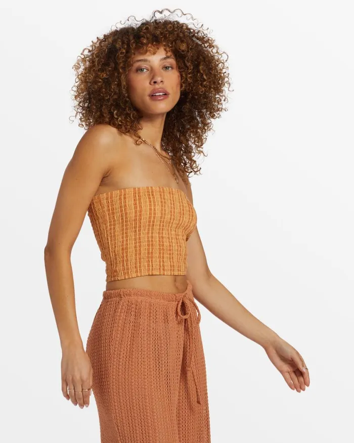 Billabong Keep It Simple Smocked Crop Top Peach Punch Womens Tops Billabong Keep It Simple Smocked Crop Top Peach Punch Womens Tops