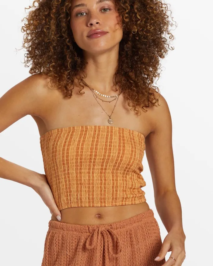Billabong Keep It Simple Smocked Crop Top Peach Punch Womens Tops Billabong Keep It Simple Smocked Crop Top Peach Punch Womens Tops