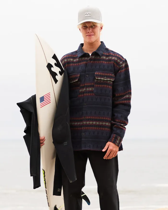 Billabong Offshore Jacquard Flannel Long Sleeve Shirt Dusty Navy Mens Shirts