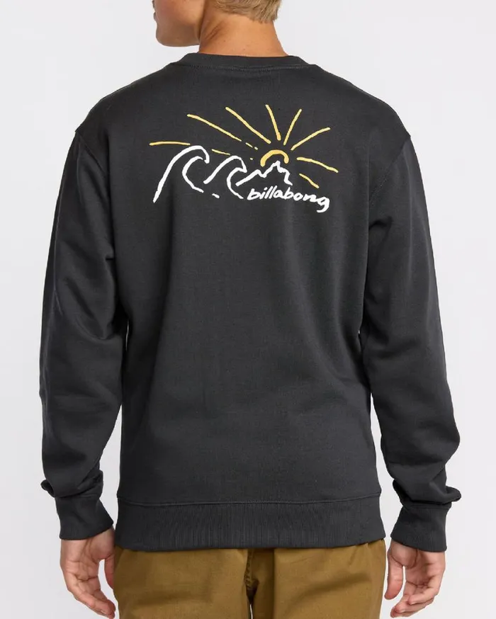 Billabong Sunrise Crew Sweatshirt Washed Black Mens Hoodies and Fleece