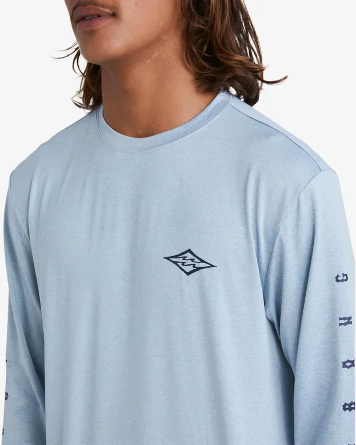 Billabong Unity Loose Fit Long Sleeve Surf Tee Smoke Blue Heather Mens Rashguards and Surf Tees Billabong Unity Loose Fit Long Sleeve Surf Tee Smoke Blue Heather Mens Rashguards and Surf Tees