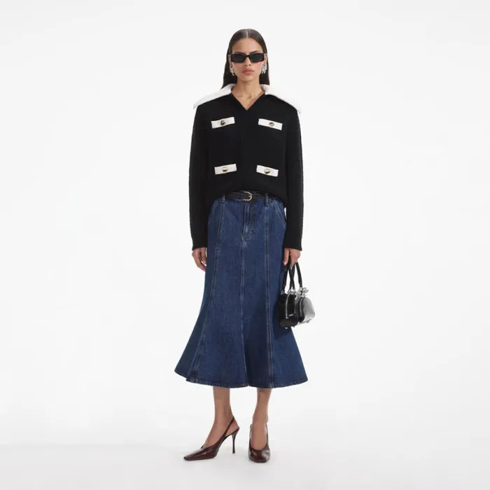 Black Cashmere Blend Oversized Jumper Women Self Portrait Tops