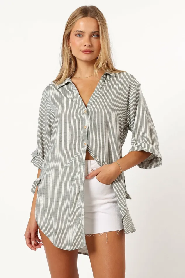 Blouses and Shirts Wren Oversized Shirt Olive 8211 Petal and Pup Women