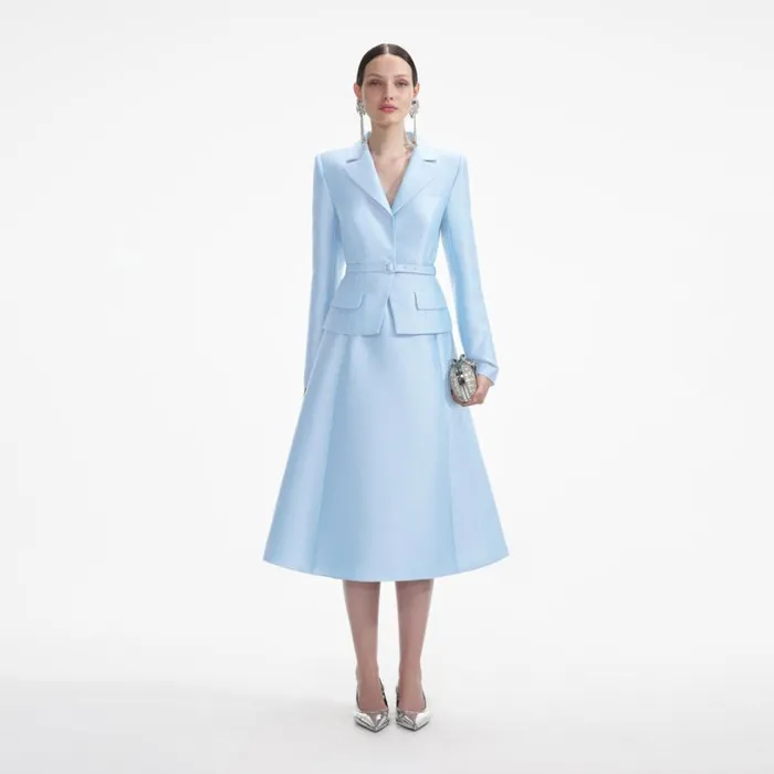 Blue Tailored Taffeta Midi Dress Women Self Portrait Dresses