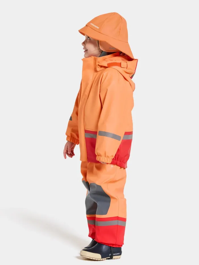 Boardman Kids039 Set Galon Papaya Orange Kids Didriksons Lined Rain Set