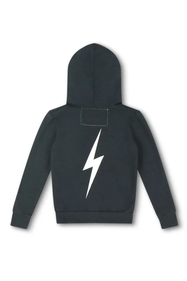 Bolt Print Zip Hoodie 8211 Charcoal White Kids Aviator Nation Hoodies