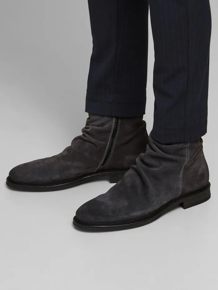 Boots JACK and JONES Mens SUEDE ZIP BOOTS Black Pirate Black On Sale