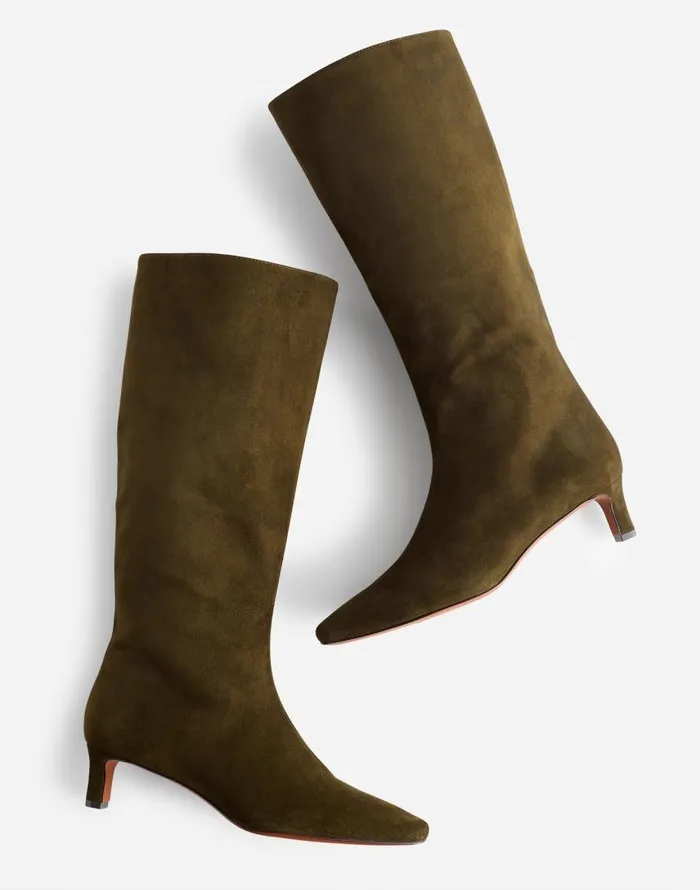 Boots Women Madewell The Dimes KittenHeel Knee Boot Shaded Olive