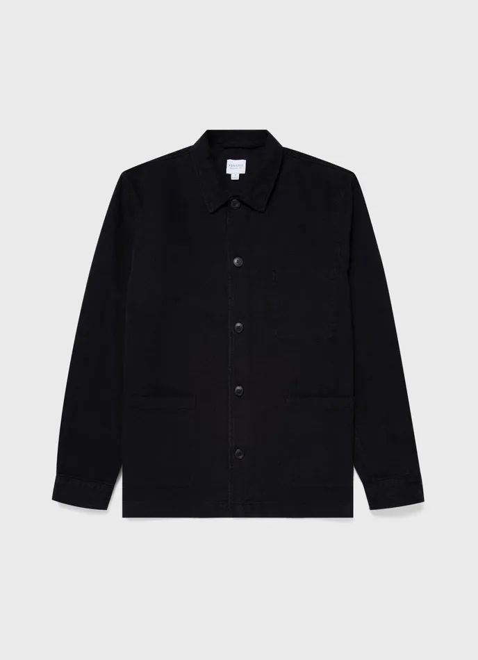 Brushed Cotton Twin Pocket Jacket Black Men SUNSPEL Jackets and Coats
