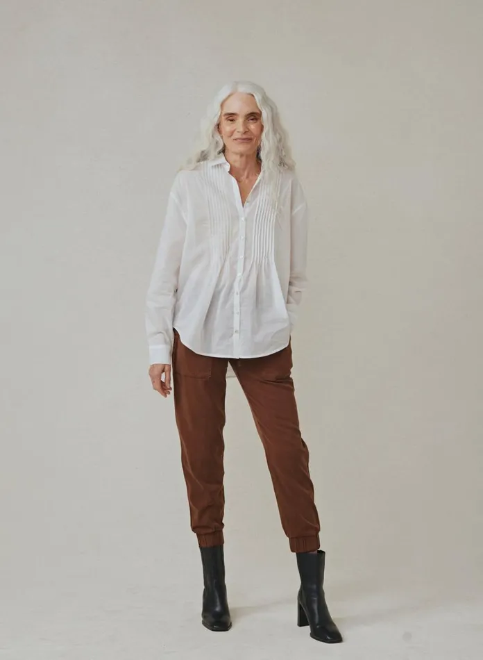 Button Down Women Bella Dahl Pintuck Flowy Shirt 8211 White