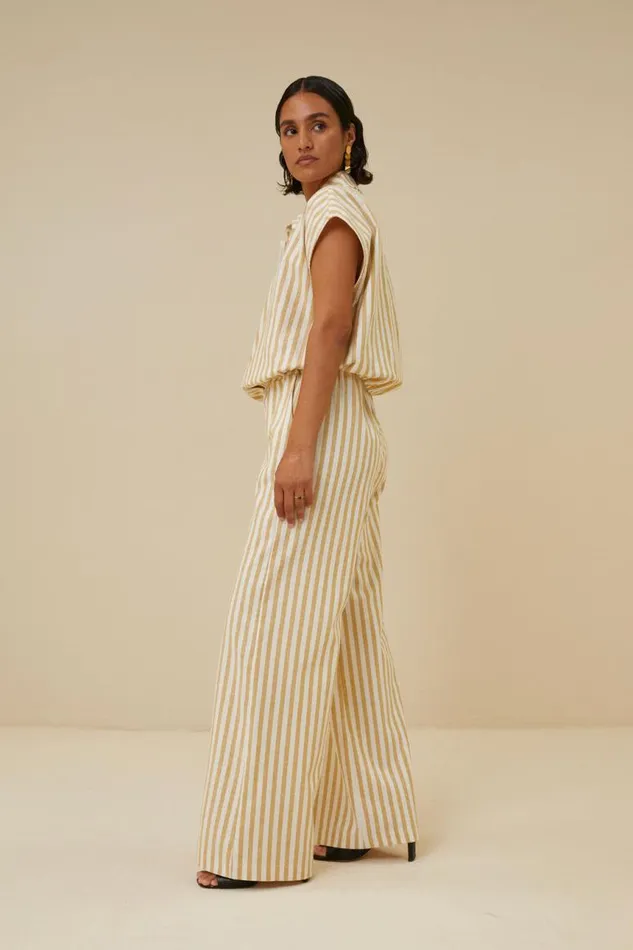 ByBar Blouses Vrouwelijk Bieke Linen Stripe Blouse Ochre ByBar Blouses Vrouwelijk Bieke Linen Stripe Blouse Ochre