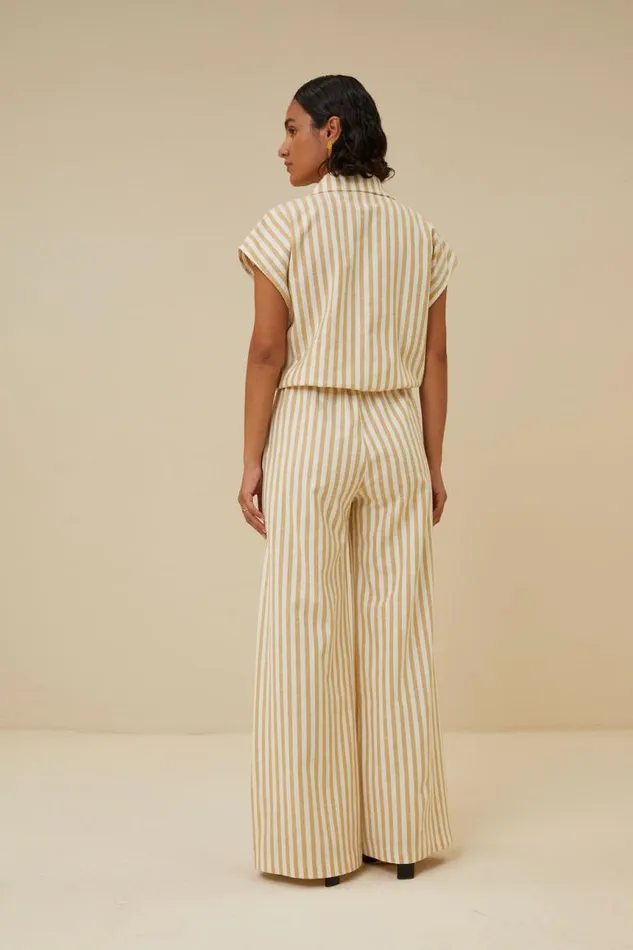 ByBar Blouses Vrouwelijk Bieke Linen Stripe Blouse Ochre ByBar Blouses Vrouwelijk Bieke Linen Stripe Blouse Ochre
