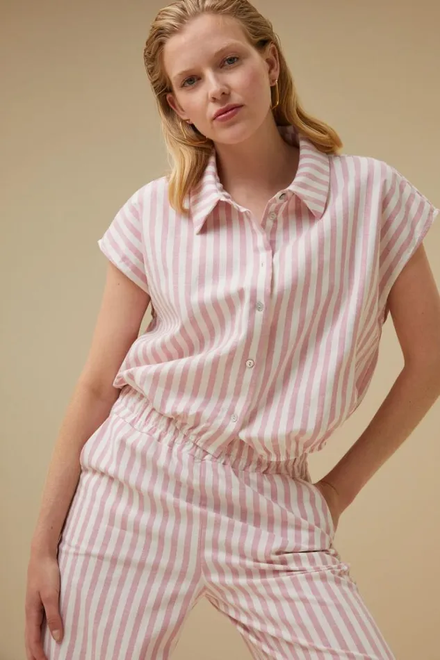 ByBar Broeken Vrouwelijk Randy Linen Stripe Pant Bubblegum ByBar Broeken Vrouwelijk Randy Linen Stripe Pant Bubblegum
