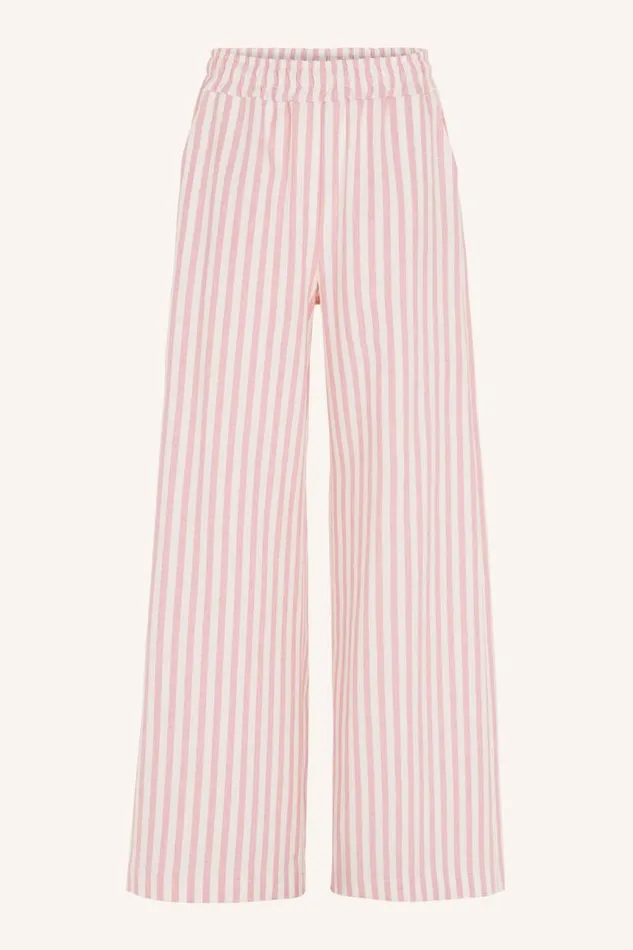 ByBar Broeken Vrouwelijk Randy Linen Stripe Pant Bubblegum ByBar Broeken Vrouwelijk Randy Linen Stripe Pant Bubblegum