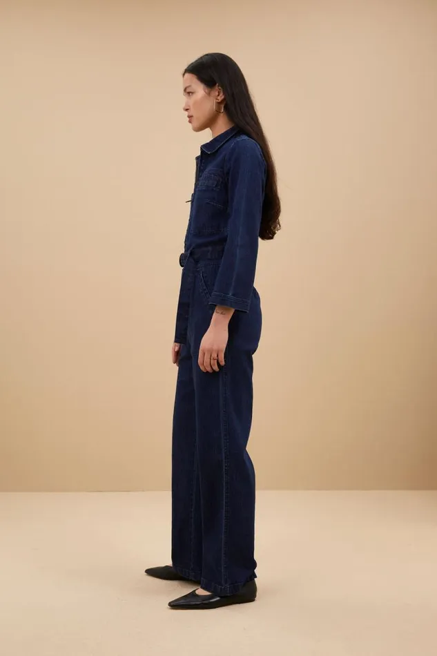 ByBar Jumpsuits Vrouwelijk Louise Denim Suit Dark Denim ByBar Jumpsuits Vrouwelijk Louise Denim Suit Dark Denim