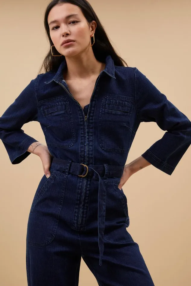 ByBar Jumpsuits Vrouwelijk Louise Denim Suit Dark Denim ByBar Jumpsuits Vrouwelijk Louise Denim Suit Dark Denim