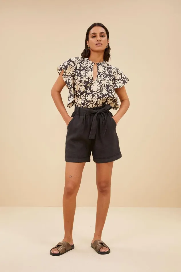 ByBar Shorts Vrouwelijk June Linen Shorts Jet Black