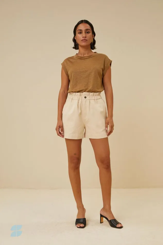 ByBar Tops and Shirts Vrouwelijk Thelma Linen Top Khaki