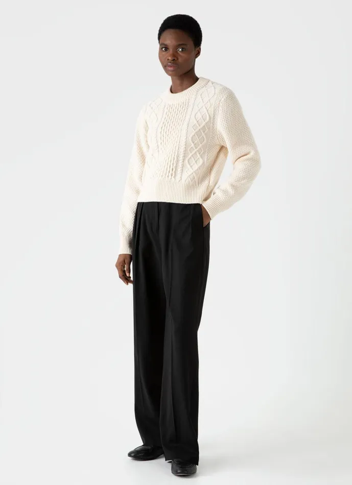 Cable Knit Jumper Ecru Women SUNSPEL Knitwear