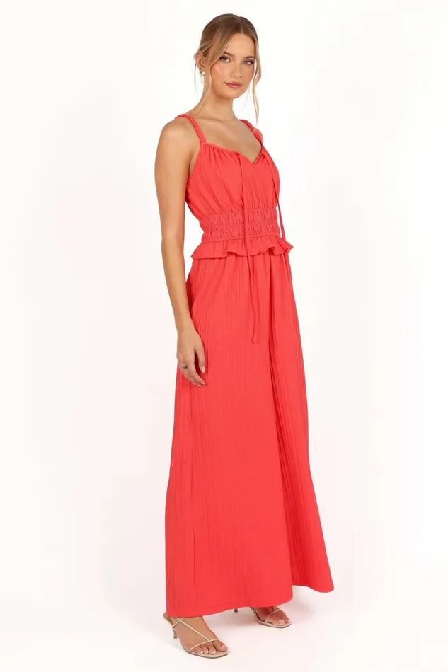 Camry Jumpsuit Coral Red Women Jumpsuits and Rompers Petal and Pup