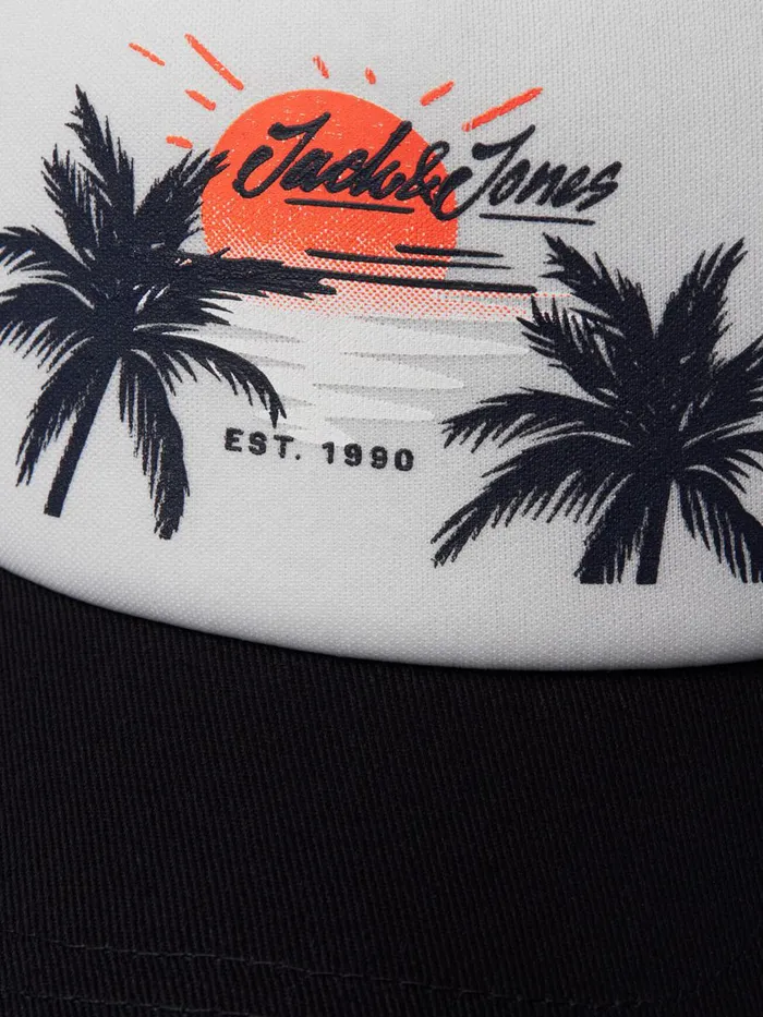Caps JACK and JONES Mens TROPICAL PRINT TRUCKER CAP Black Black