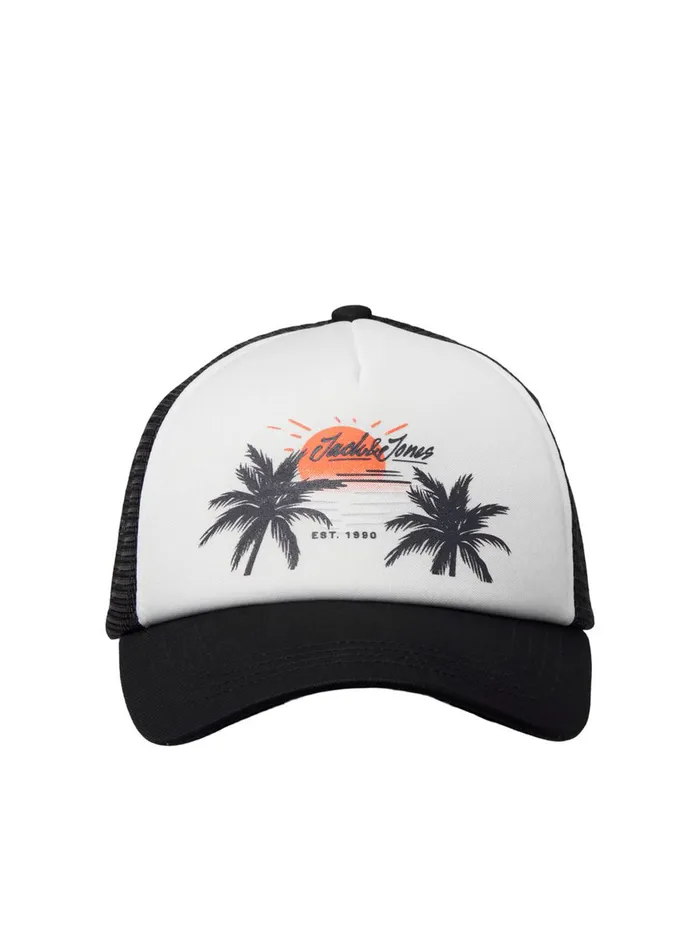 Caps JACK and JONES Mens TROPICAL PRINT TRUCKER CAP Black Black