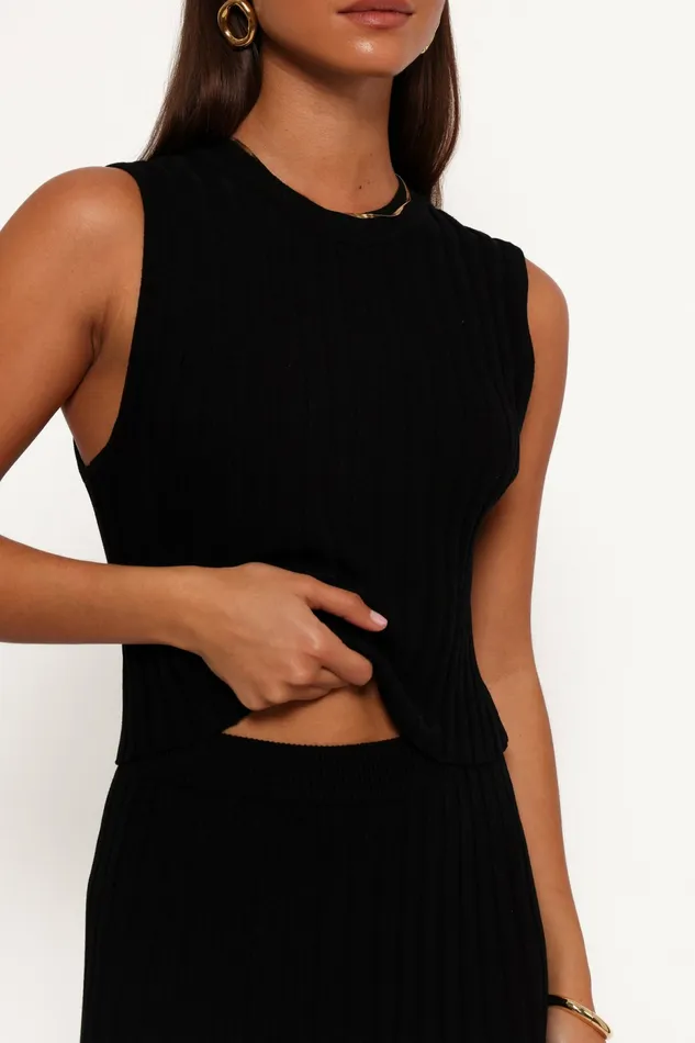 Carson Knit Top Black Women Matching Sets Petal and Pup