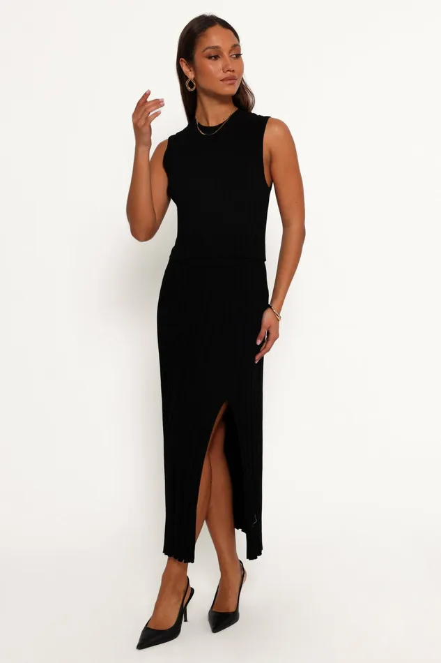 Carson Knit Top Black Women Matching Sets Petal and Pup