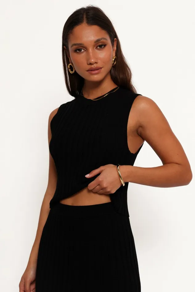 Carson Knit Top Black Women Matching Sets Petal and Pup