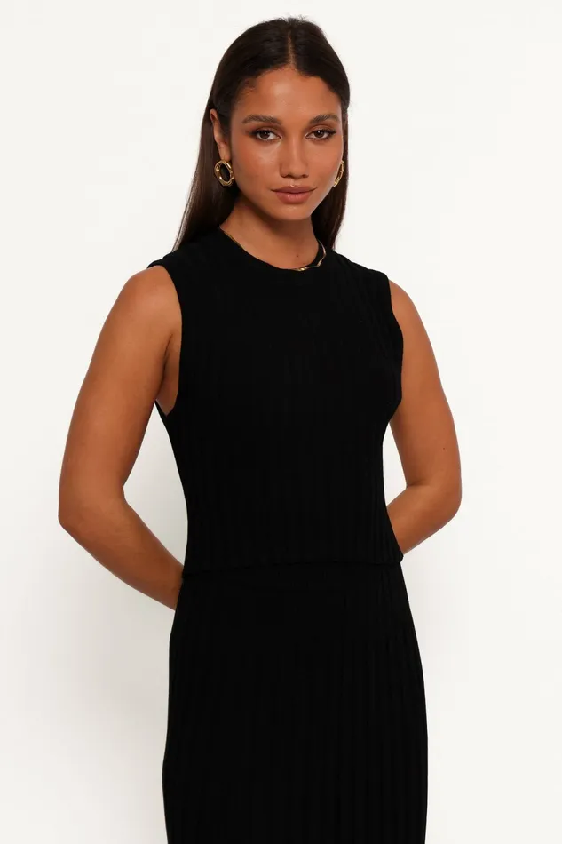 Carson Knit Top Black Women Matching Sets Petal and Pup