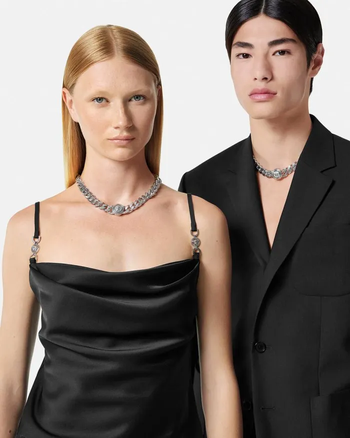 Chain Medusa Necklace Silver WomenMen Versace Necklaces