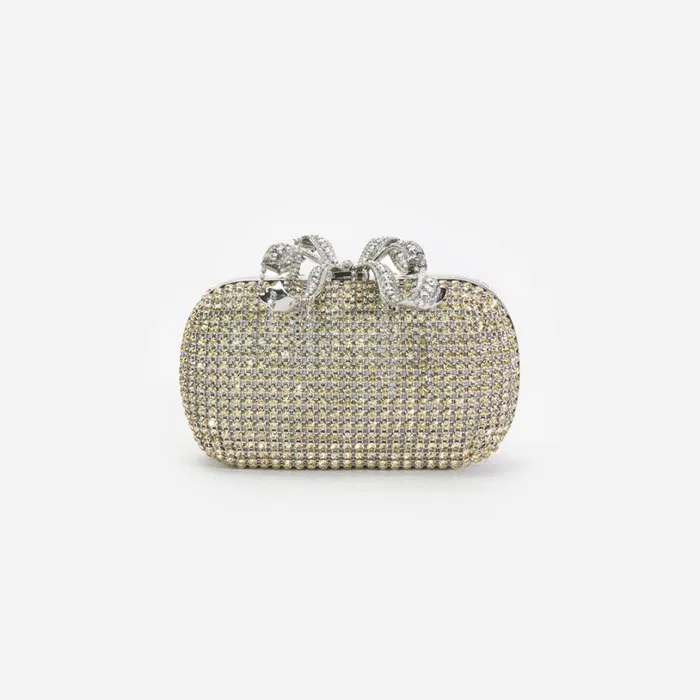 Champagne Chainmail Clutch Bag Women Self Portrait Mini