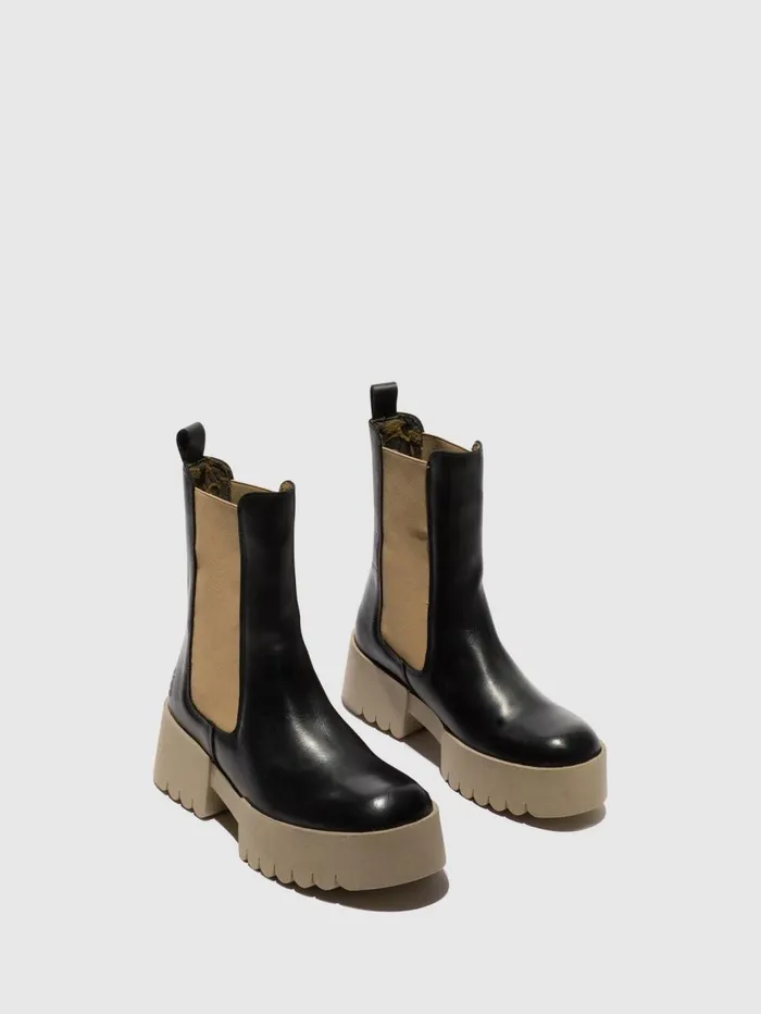 Chelsea Boots EREL007FLY BLACK TAUPE SOLE Women Fly London Boots