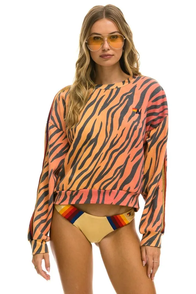Classic Relaxed Fit Crew Sweatshirt 8211 Tiger WomenMen Aviator Nation Sweatshirts Classic Relaxed Fit Crew Sweatshirt 8211 Tiger WomenMen Aviator Nation Sweatshirts