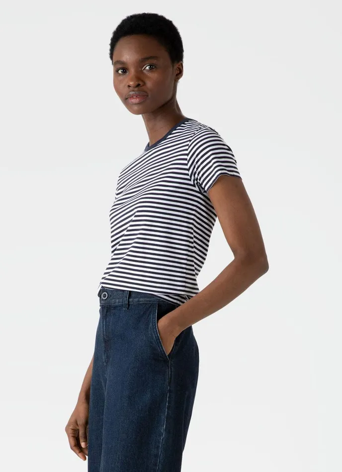 Classic Tshirt Whitenavy Women SUNSPEL Tshirts and Tops
